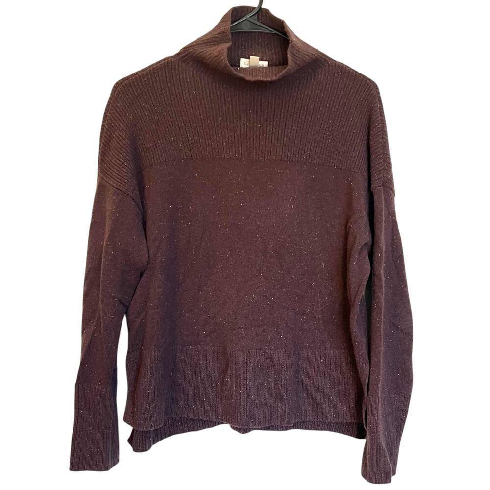 Garnet Hill Highline Cashmere Sweater Turtleneck Speckled Brown Pullover Size S